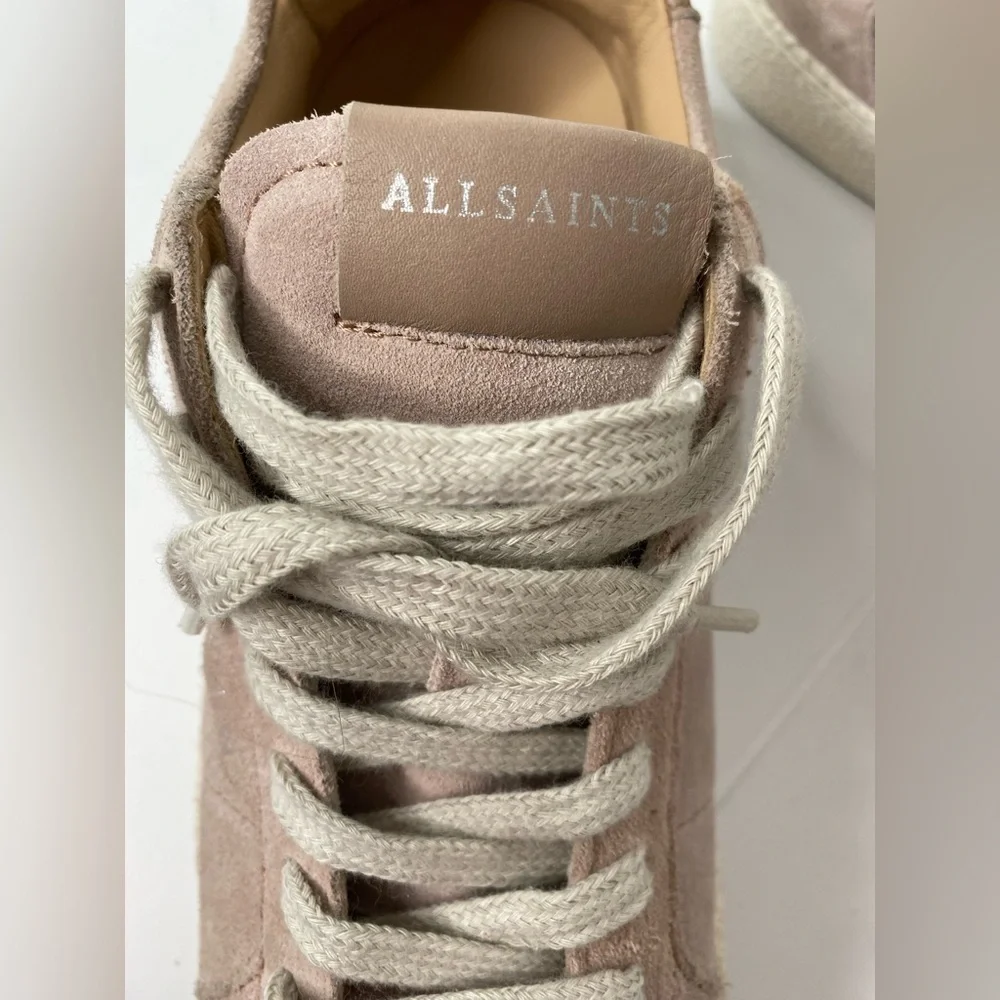Allsaints Distressed Pink Look Pink Sheer Suede Sneakers Like New - Picture 4 of 8